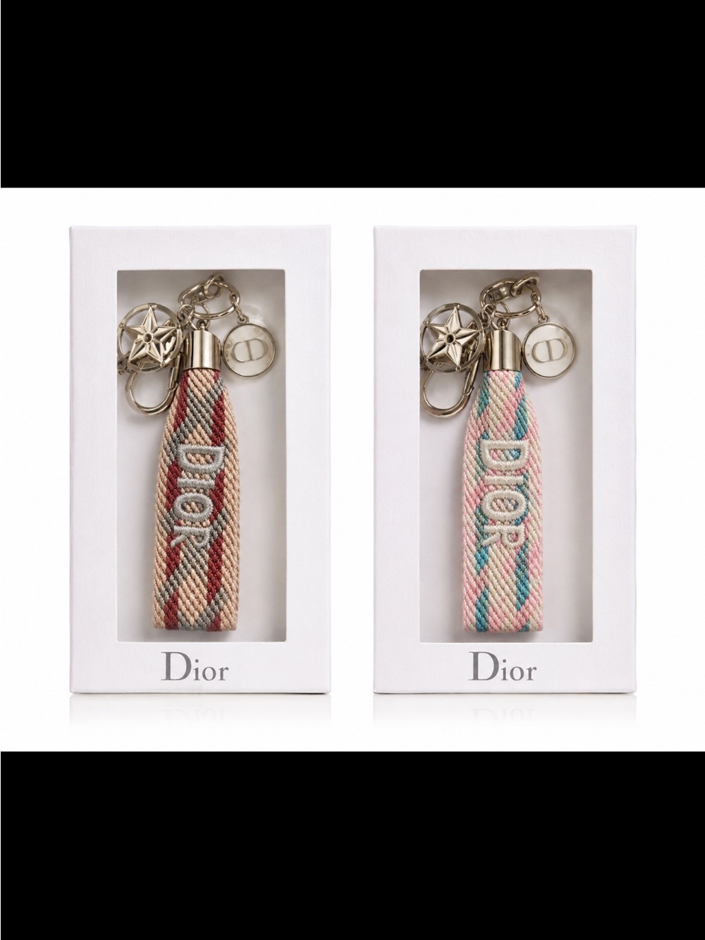 FASHION Set of 2 Canvas Keyrings with charms